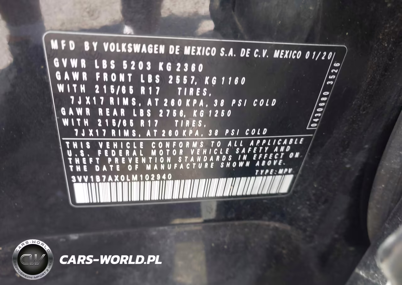 2020 Volkswagen Tiguan 2.0T S VIN:3VV1B7AX0LM102940 - 9