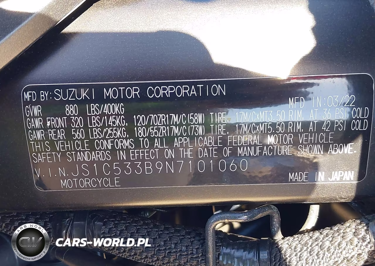 2022 Suzuki Gsx-S750 M-Z VIN:JS1C533B9N7101060 - 10