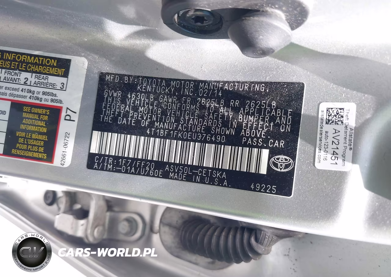 2014 Toyota Camry Se VIN:4T1BF1FK0EU376490 - 9