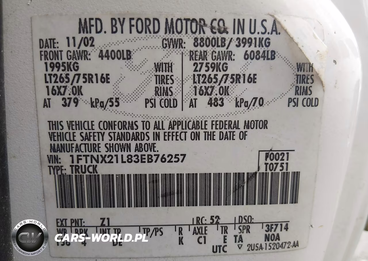 2003 Ford F-250 Lariat-Xl-Xlt VIN:1FTNX21L83EB76257 - 9