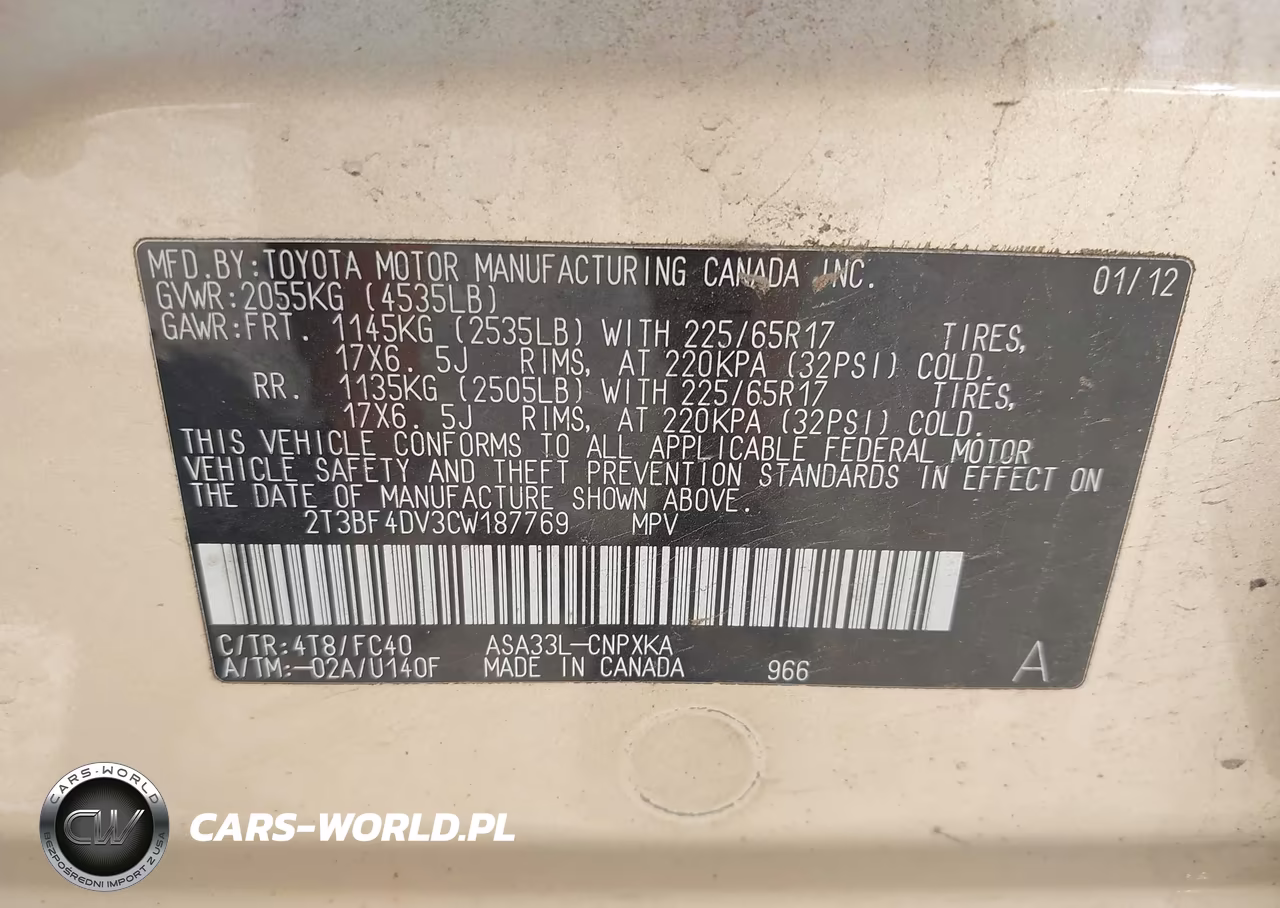 2012 Toyota Rav4 VIN:2T3BF4DV3CW187769 - 9