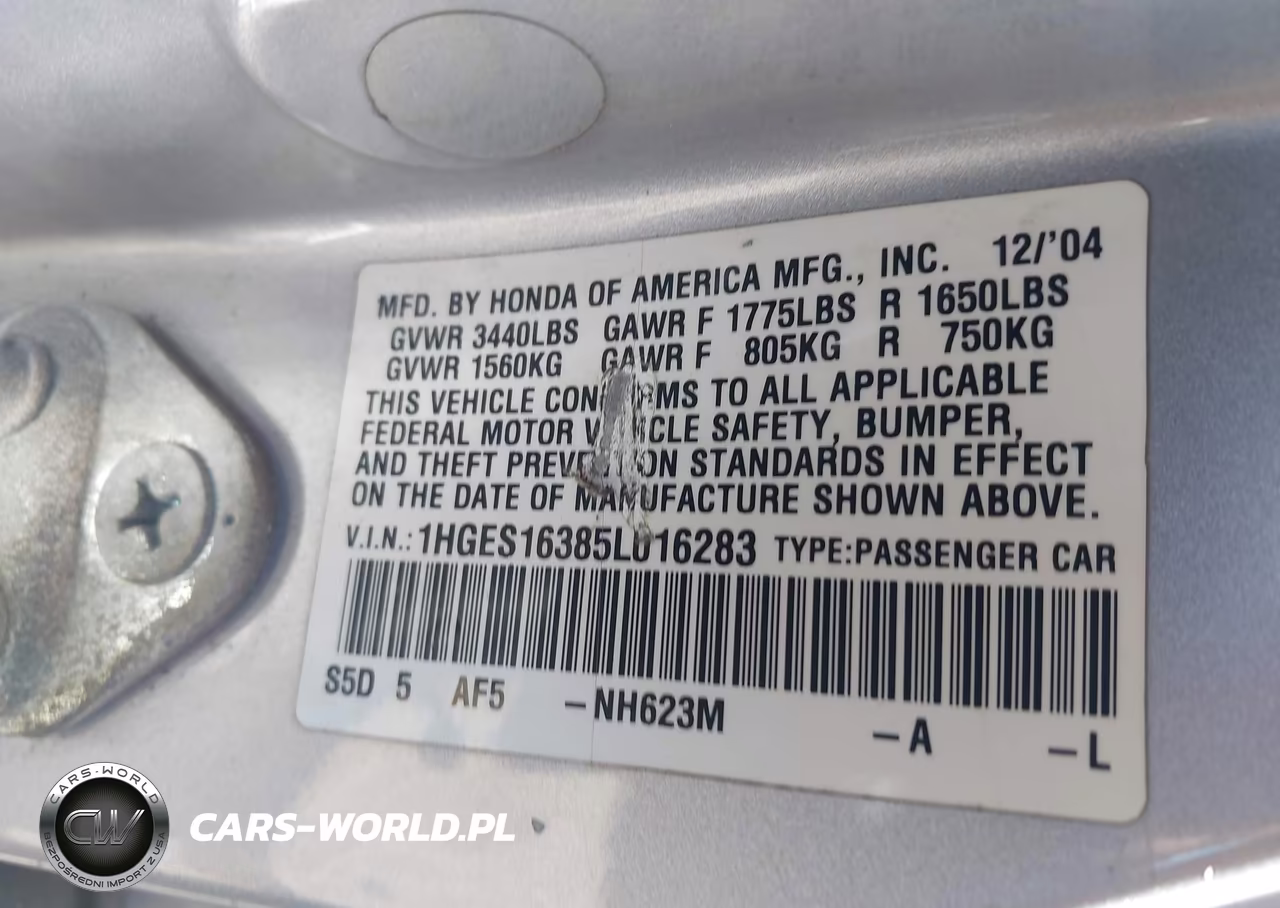 2005 Honda Civic Vp VIN:1HGES16385L016283 - 9