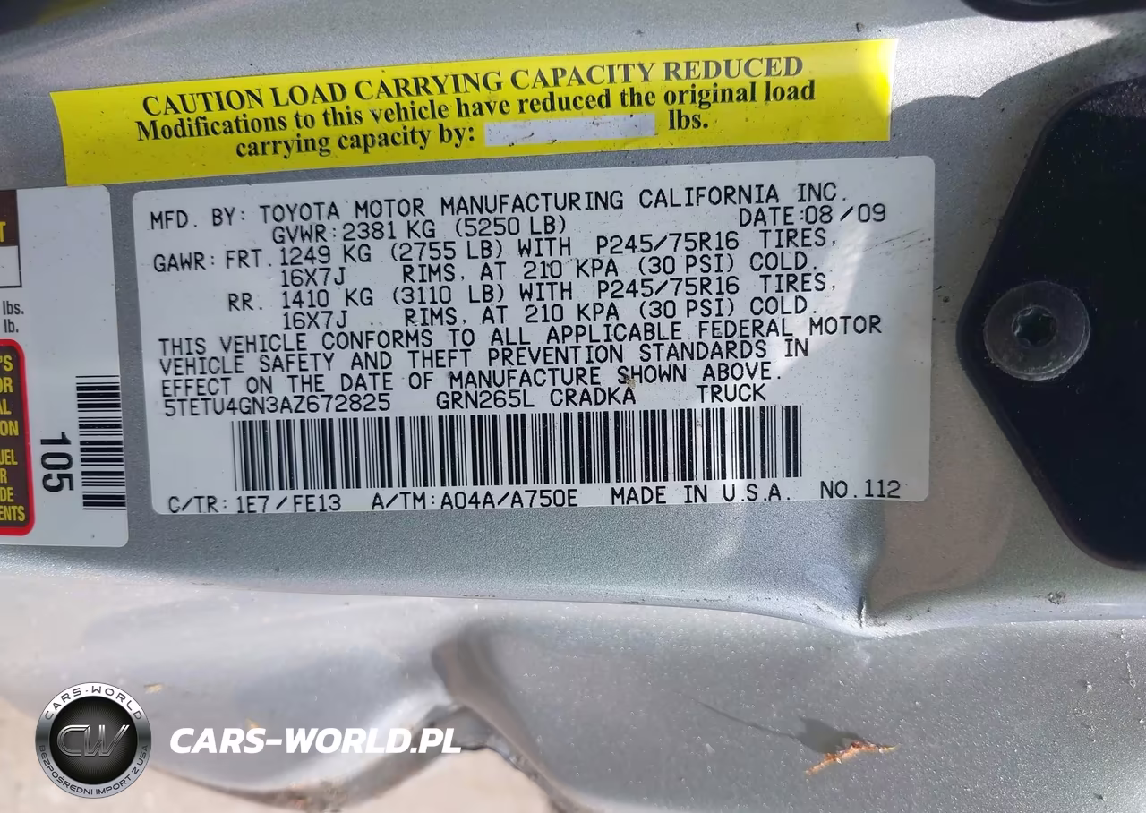 2010 Toyota Tacoma Prerunner V6 VIN:5TETU4GN3AZ672825 - 9