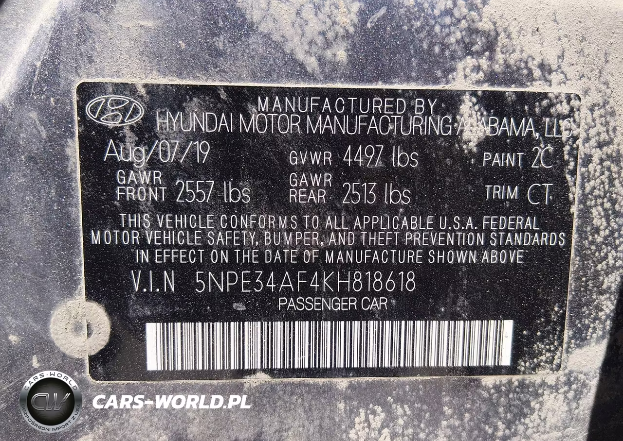 2019 Hyundai Sonata Sport VIN:5NPE34AF4KH818618 - 9