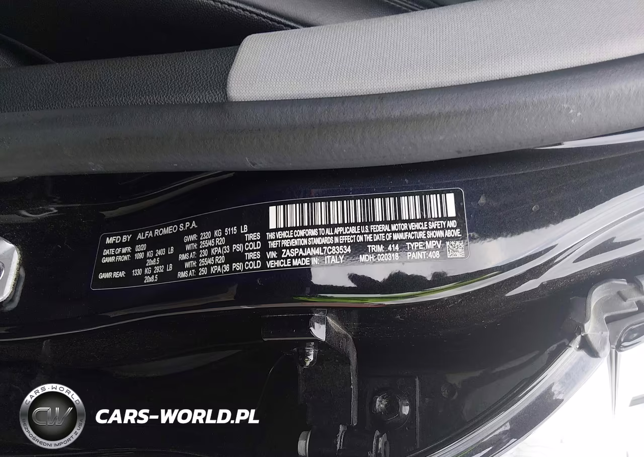 2020 Alfa Romeo Stelvio Rwd VIN:ZASPAJAN4L7C83534 - 9