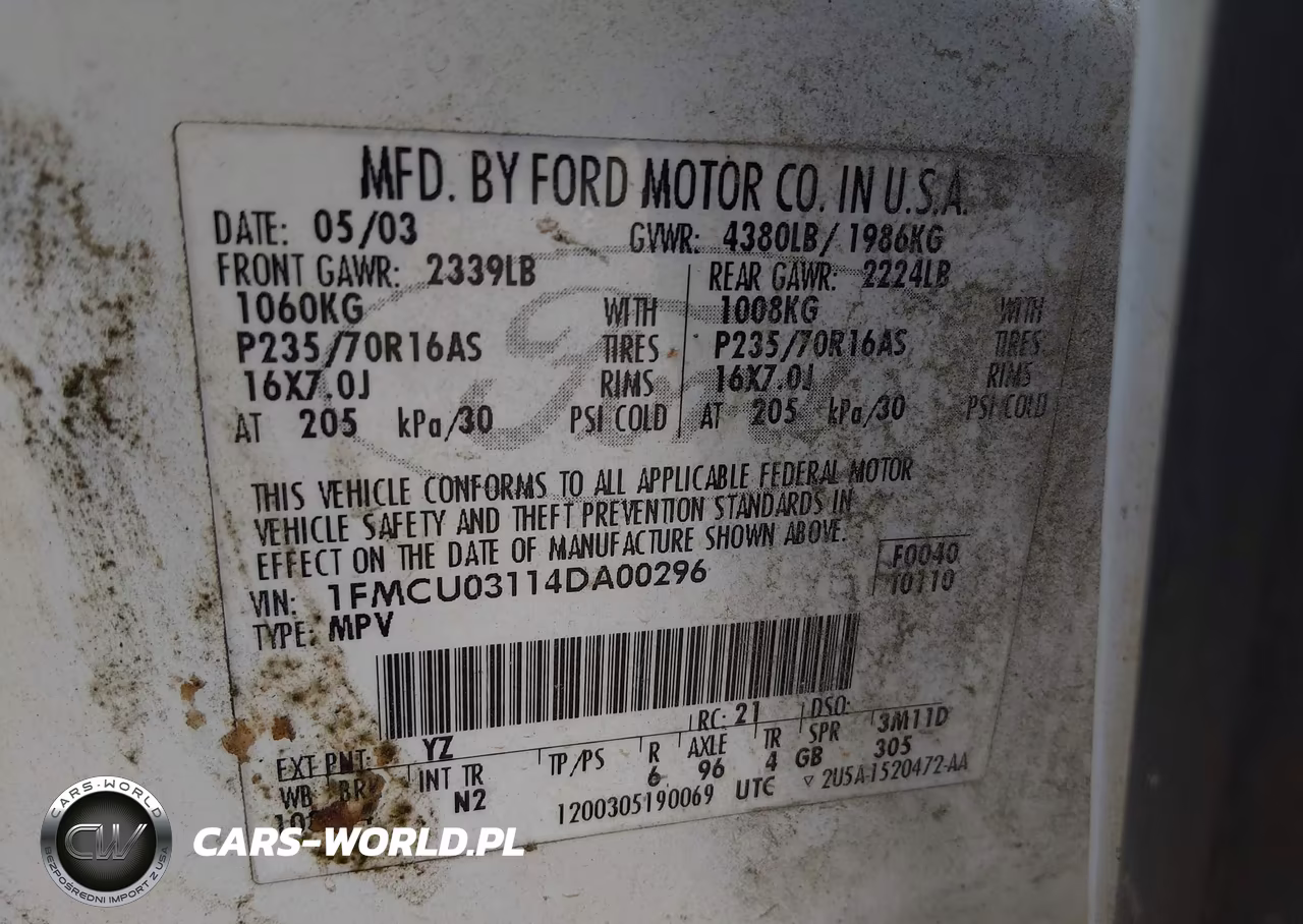 2004 Ford Escape Xlt VIN:1FMCU03114DA00296 - 9