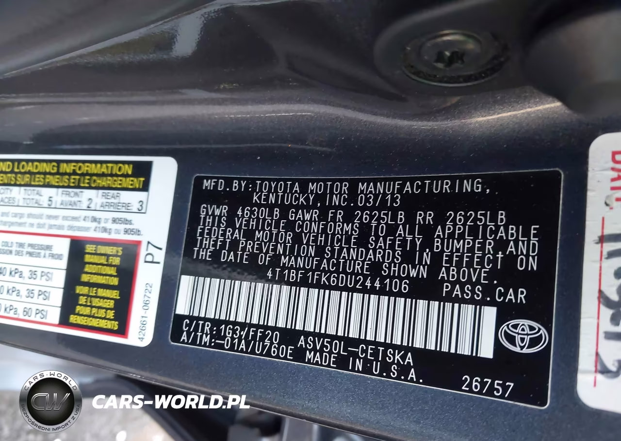 2013 Toyota Camry Se VIN:4T1BF1FK6DU244106 - 9