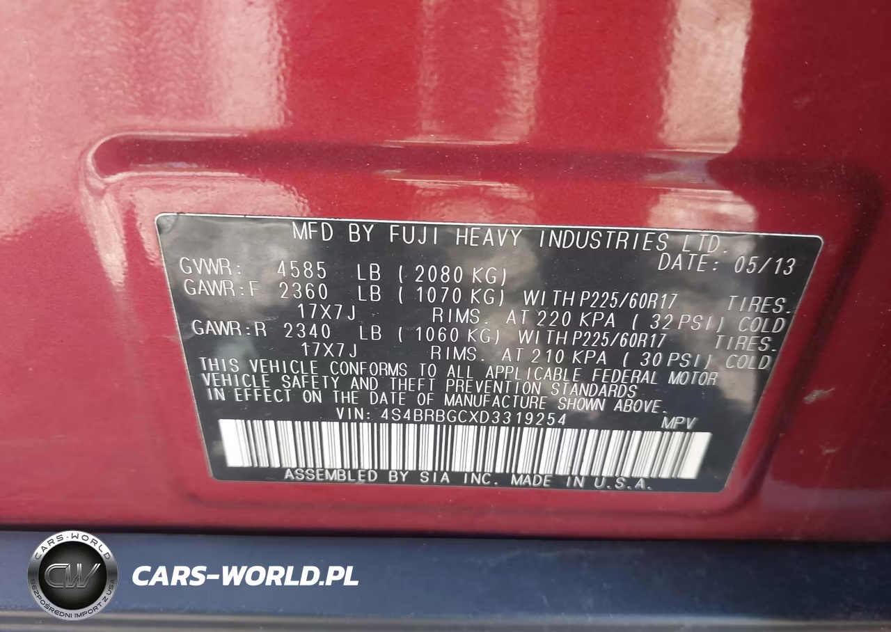 2013 Subaru Outback 2.5I Premium VIN:4S4BRBGCXD3319254 - 9