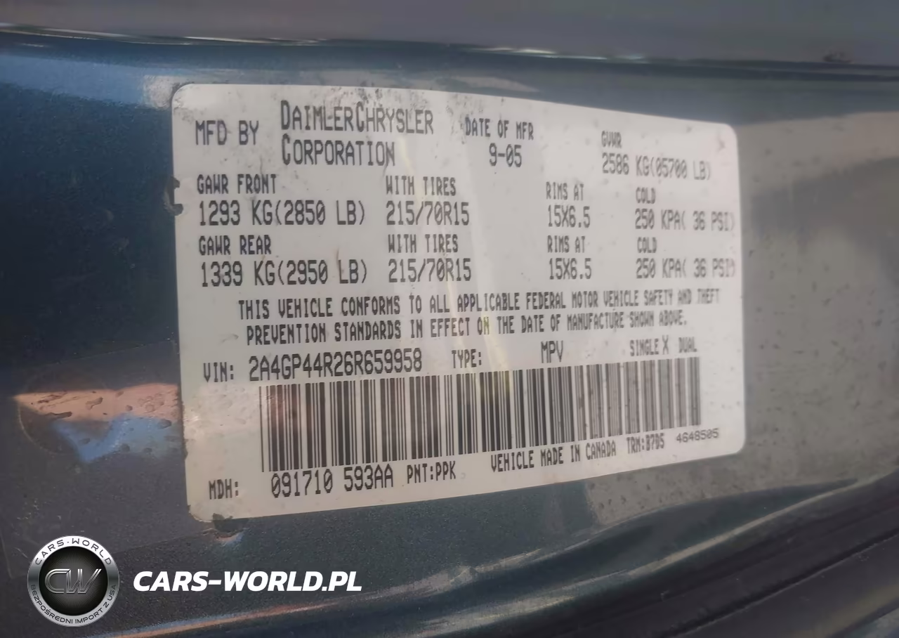 2006 Chrysler Town & Country Lx VIN:2A4GP44R26R659958 - 9