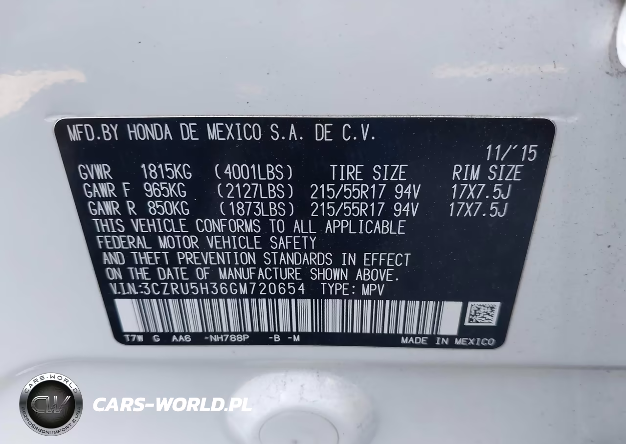 2016 Honda Hr-V Lx VIN:3CZRU5H36GM720654 - 9