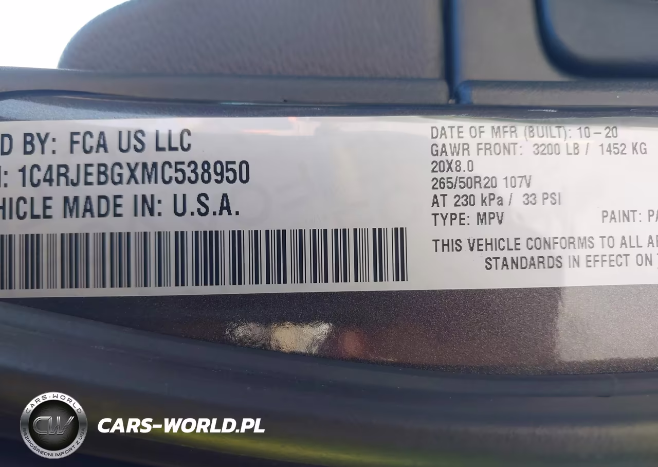 2021 Jeep Grand Cherokee 80Th Anniversary 4X2 VIN:1C4RJEBGXMC538950 - 9