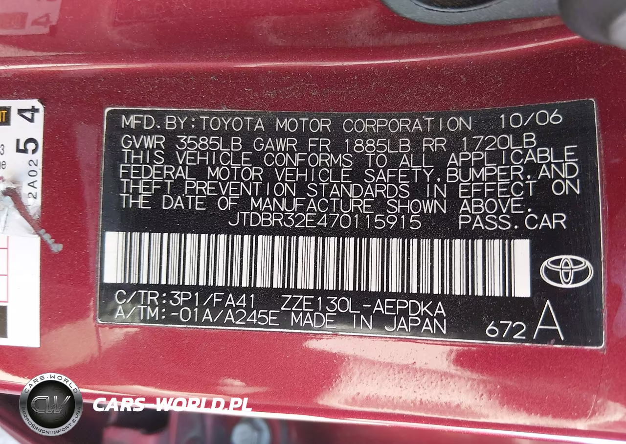 2007 Toyota Corolla Ce VIN:JTDBR32E470115915 - 9