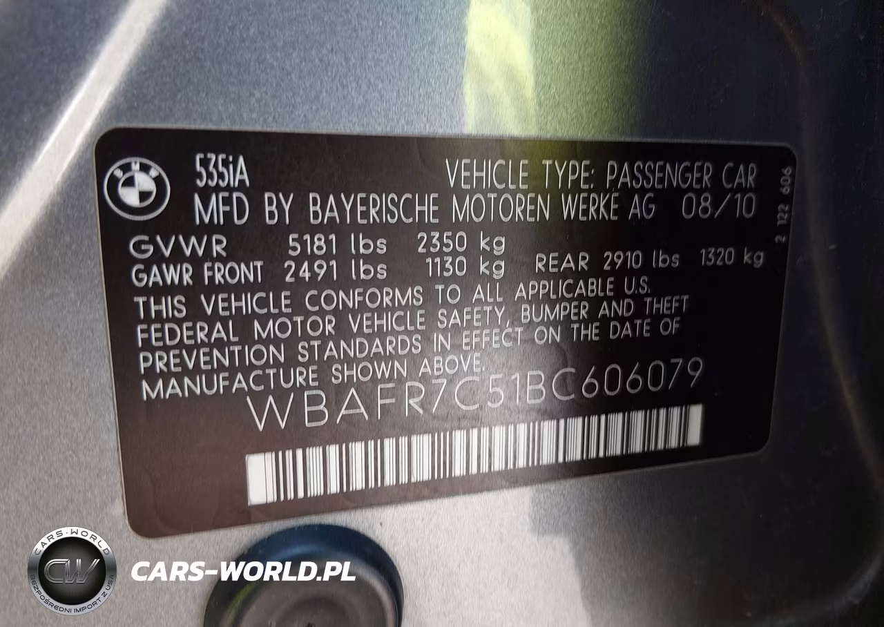 2011 BMW 535I VIN:WBAFR7C51BC606079 - 9