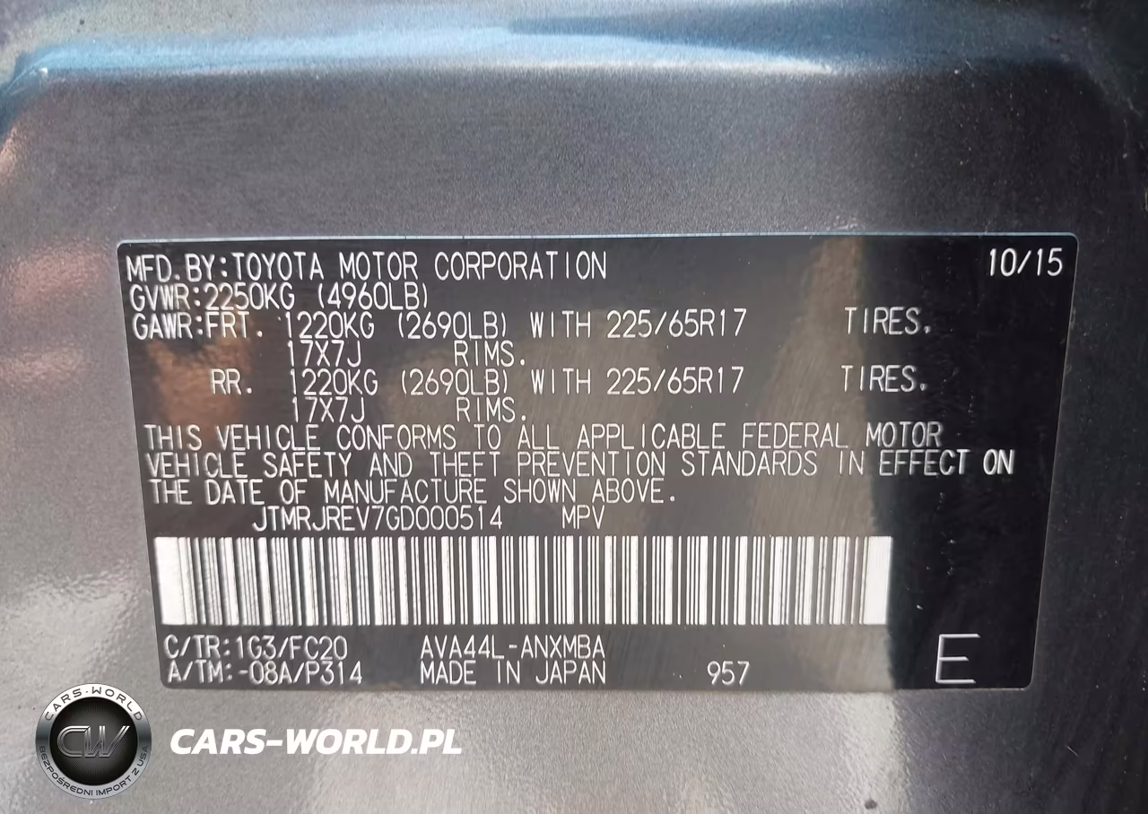 2016 Toyota Rav4 Hybrid Xle VIN:JTMRJREV7GD000514 - 9