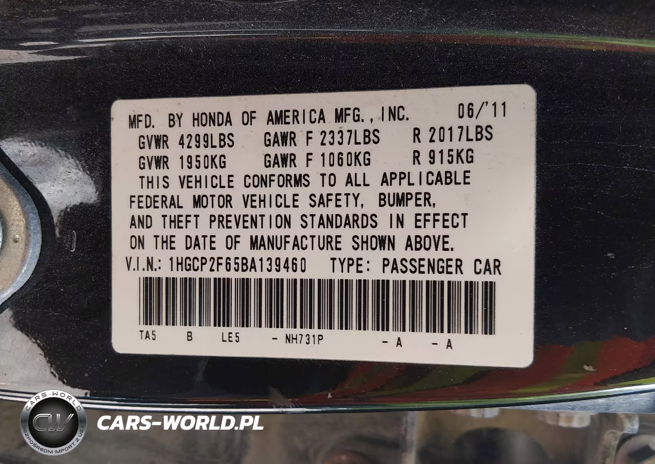 2011 Honda Accord 2.4 Se VIN:1HGCP2F65BA139460 - 9