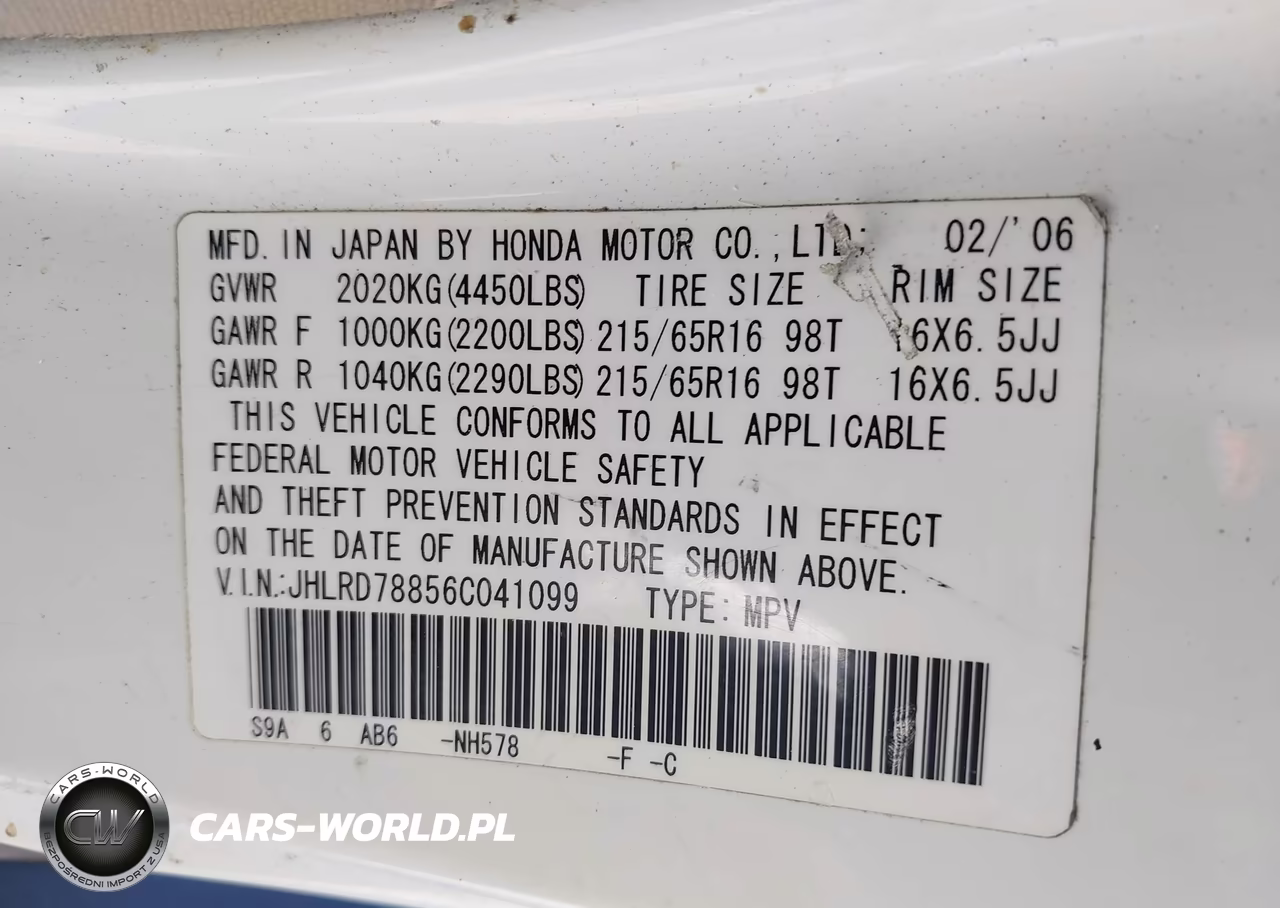 2006 Honda Cr-V Ex VIN:JHLRD78856C041099 - 9