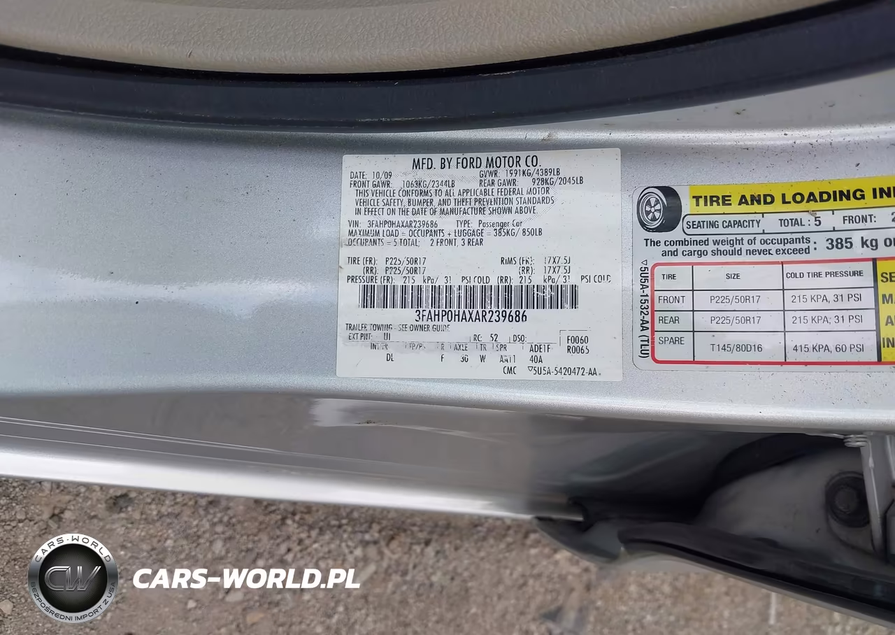 2010 Ford Fusion Se VIN:3FAHP0HAXAR239686 - 9