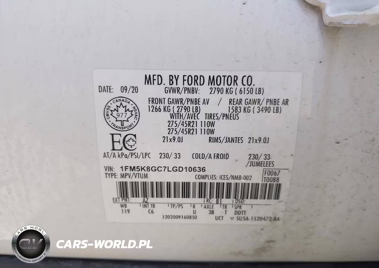 2020 Ford Explorer St VIN:1FM5K8GC7LGD10636 - 9