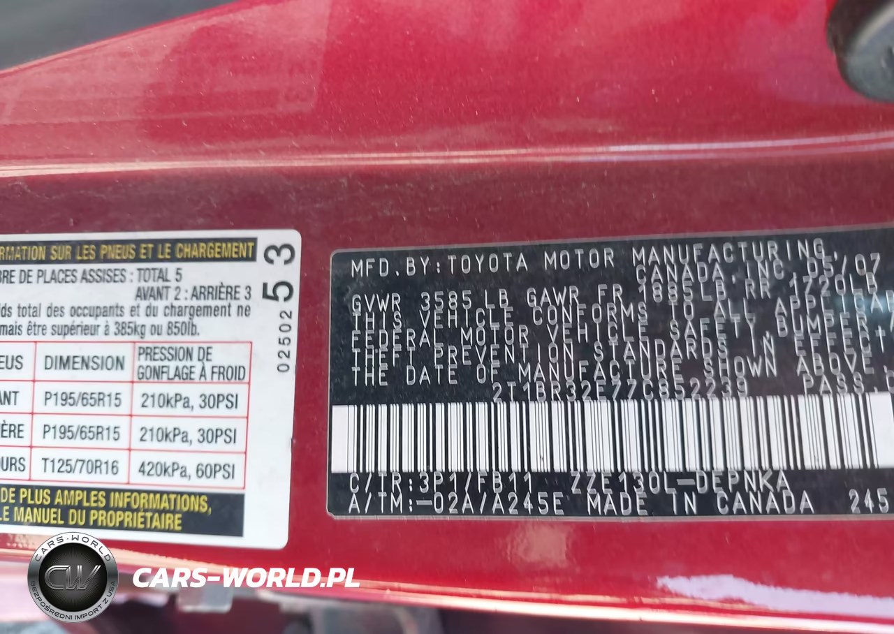 2007 Toyota Corolla Le VIN:2T1BR32E77C852239 - 9