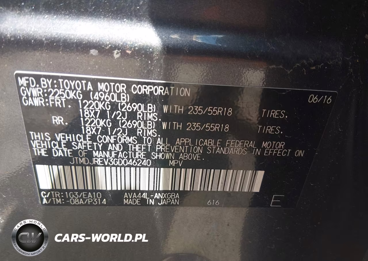 2016 Toyota Rav4 Hybrid Limited VIN:JTMDJREV3GD046240 - 9