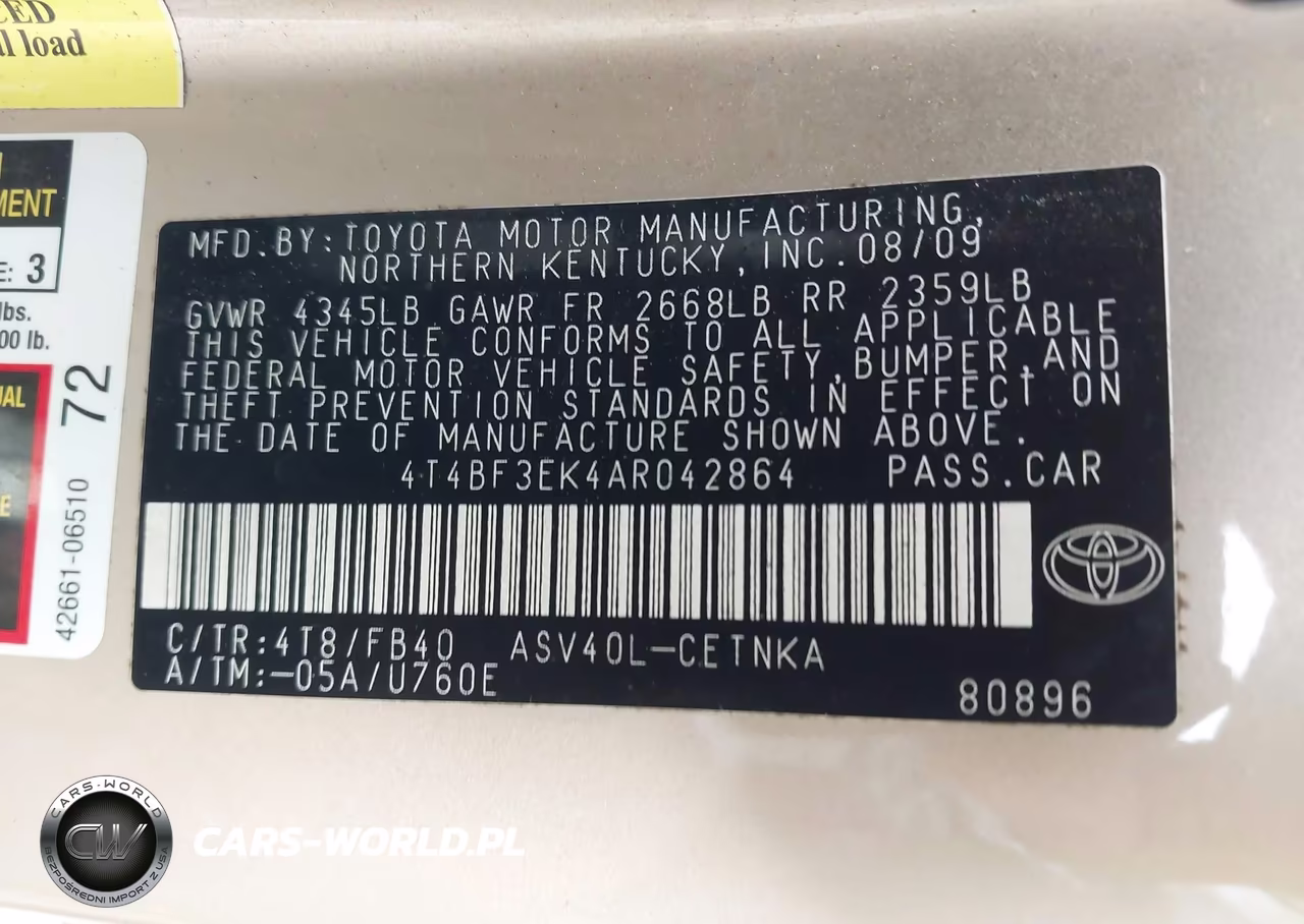 2010 Toyota Camry Le VIN:4T4BF3EK4AR042864 - 9