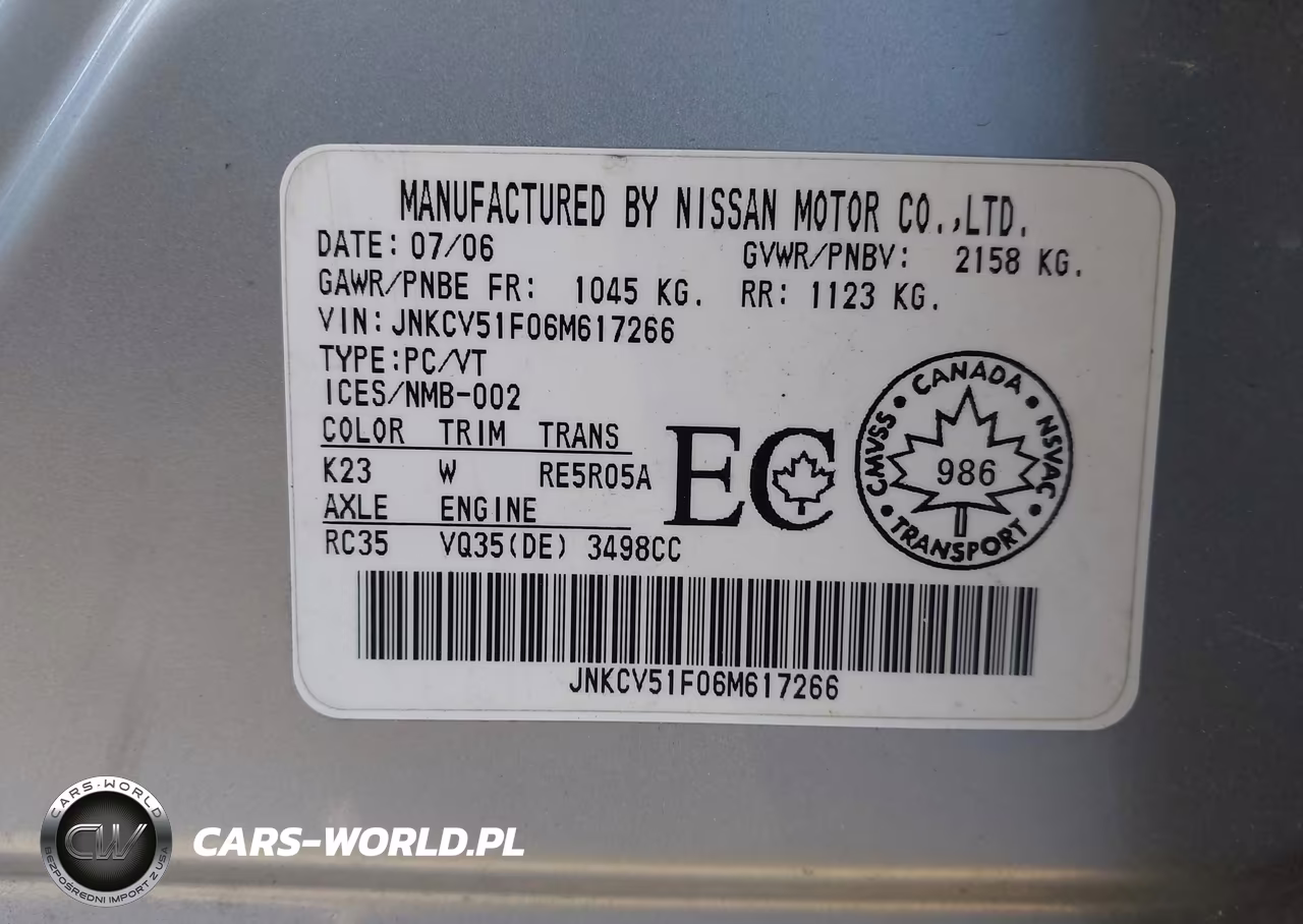 2006 Infiniti G35X VIN:JNKCV51F06M617266 - 9