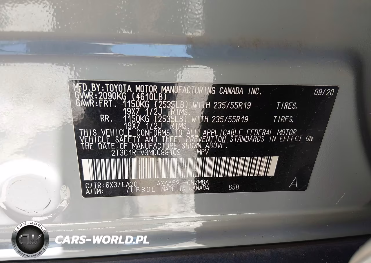 2021 Toyota Rav4 Xle Premium VIN:2T3C1RFV3MC088109 - 9