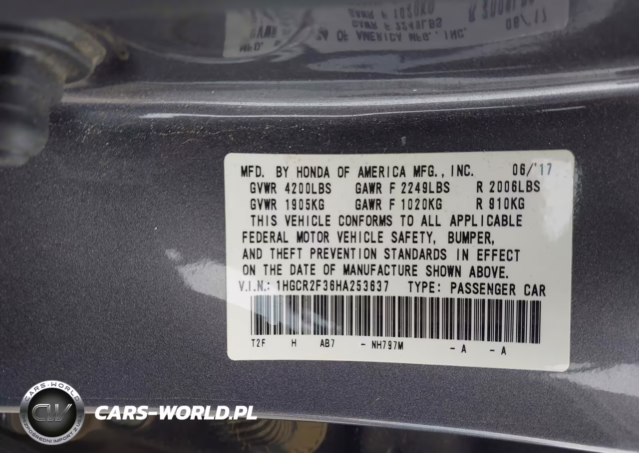 2017 Honda Accord Lx VIN:1HGCR2F36HA253637 - 9