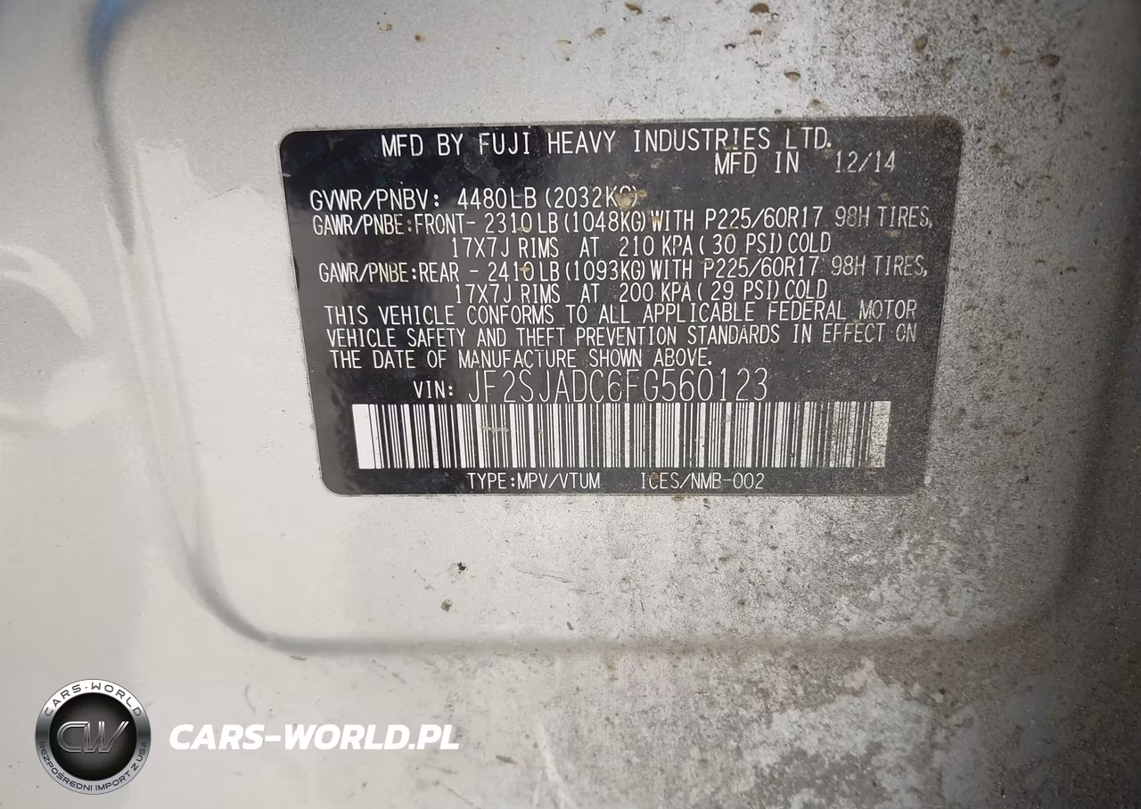 2015 Subaru Forester 2.5I Premium VIN:JF2SJADC6FG560123 - 9