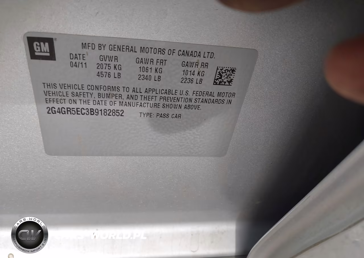 2011 Buick Regal Cxl Oshawa VIN:2G4GR5EC3B9182852 - 9