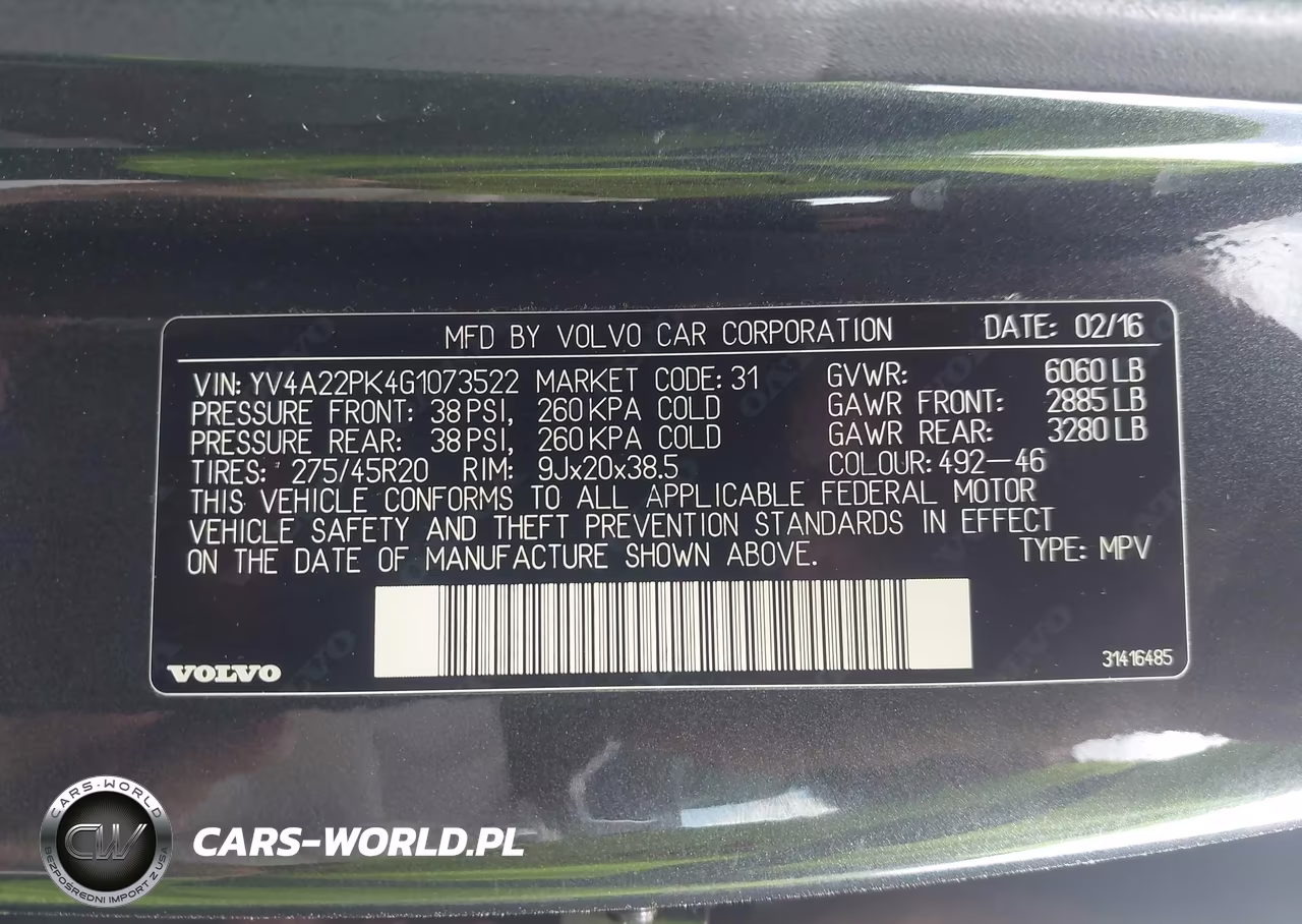 2016 Volvo Xc90 T6 Momentum VIN:YV4A22PK4G1073522 - 9