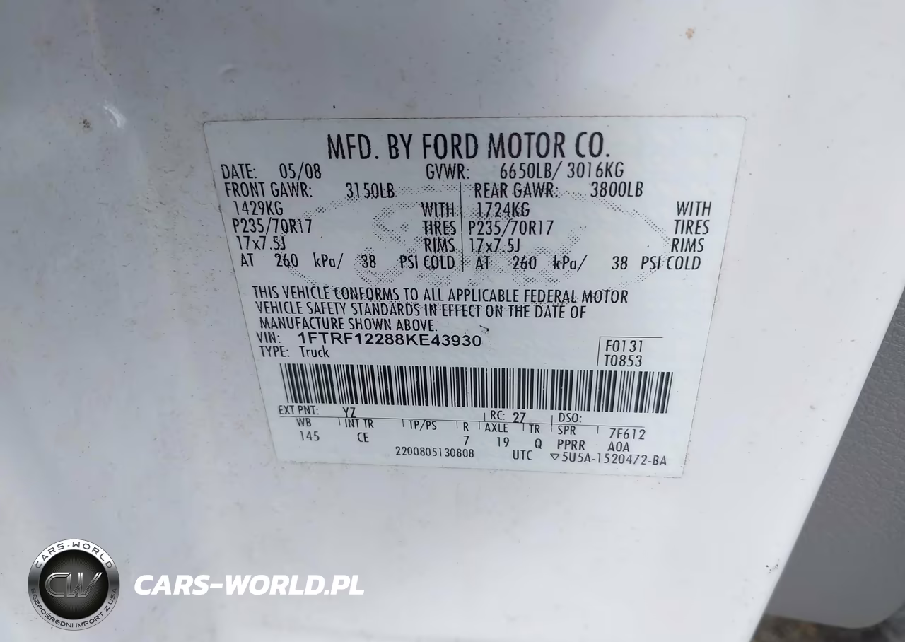 2008 Ford F-150 Stx-Xl-Xlt VIN:1FTRF12288KE43930 - 9