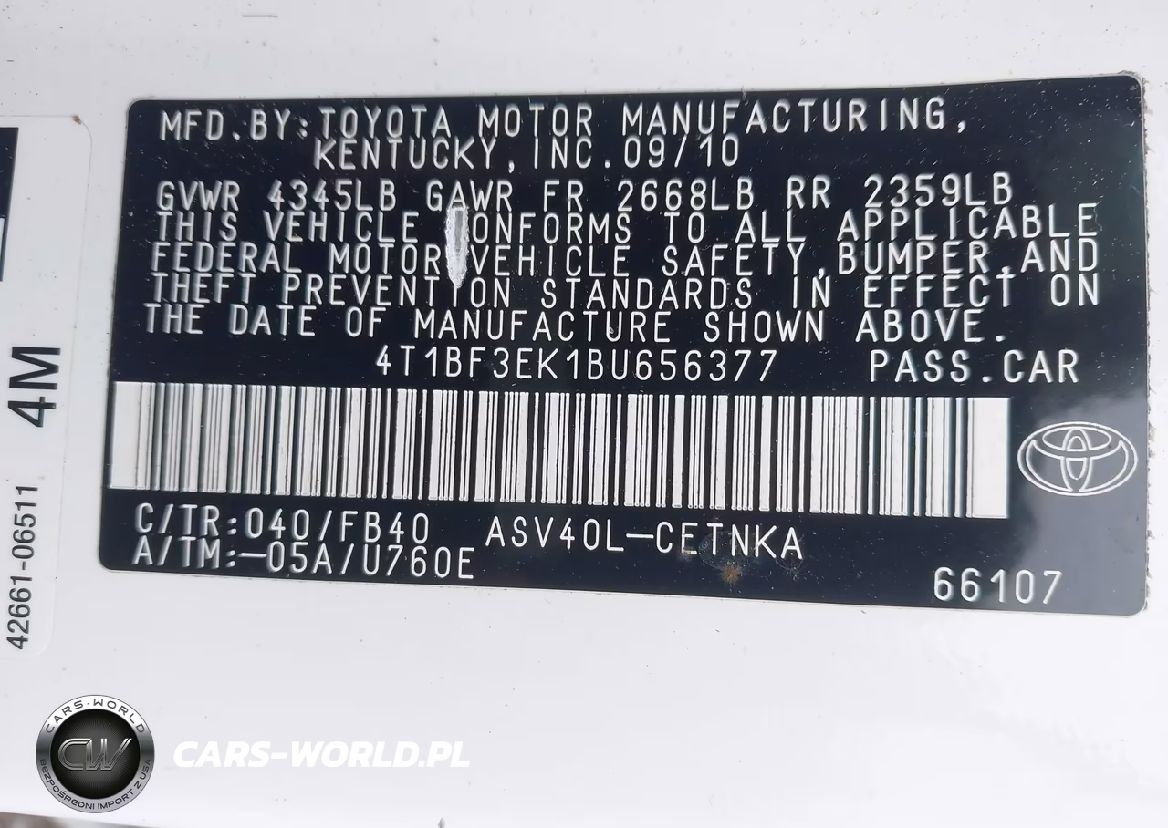 2011 Toyota Camry Le VIN:4T1BF3EK1BU656377 - 9