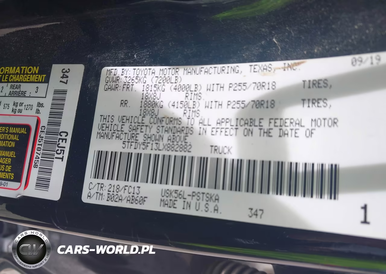 2020 Toyota Tundra Sr5 VIN:5TFDY5F13LX882882 - 9