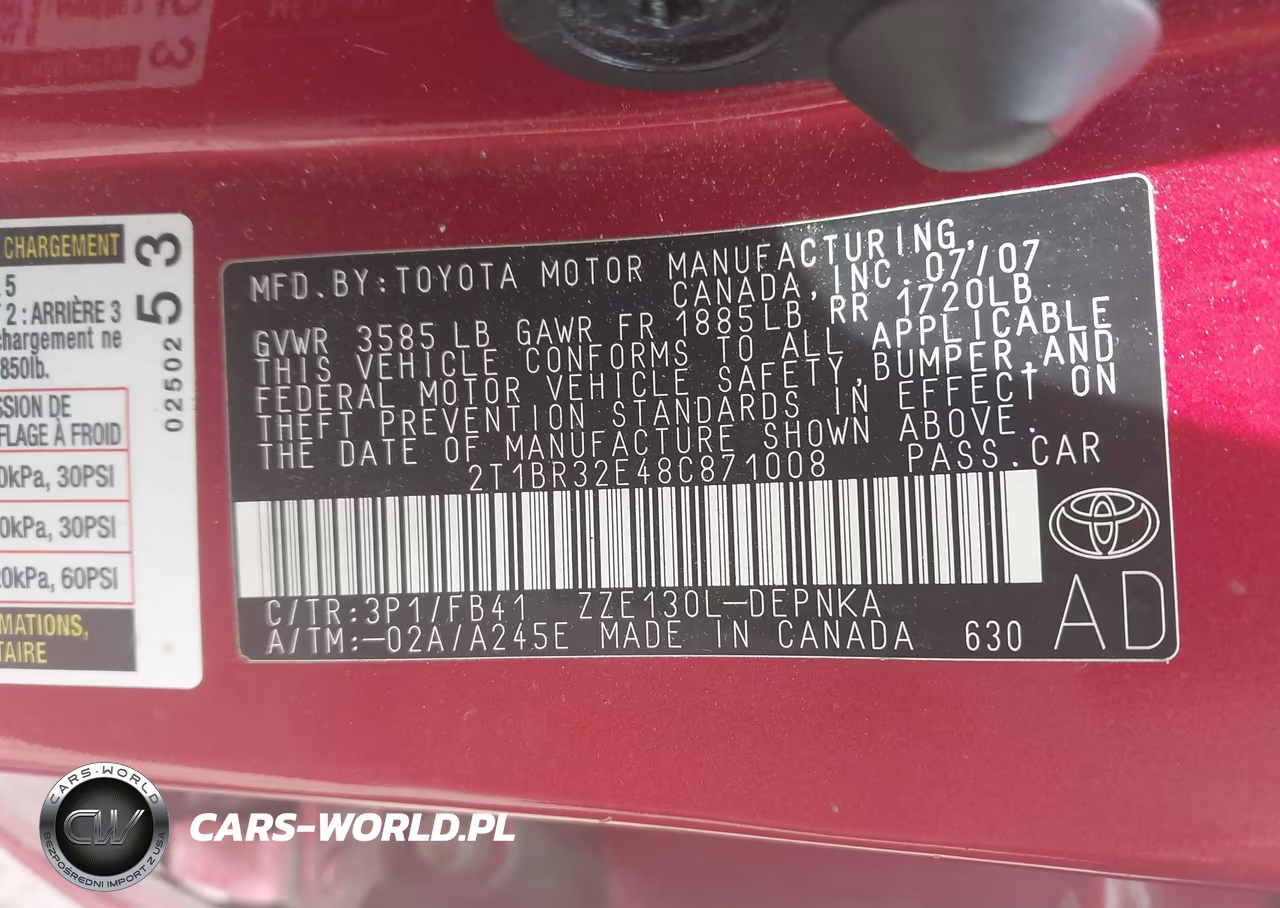2008 Toyota Corolla Le VIN:2T1BR32E48C871008 - 9