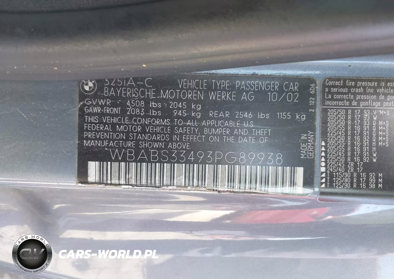 2003 BMW 3 Series 325Ci VIN:WBABS33493PG89938 - 9