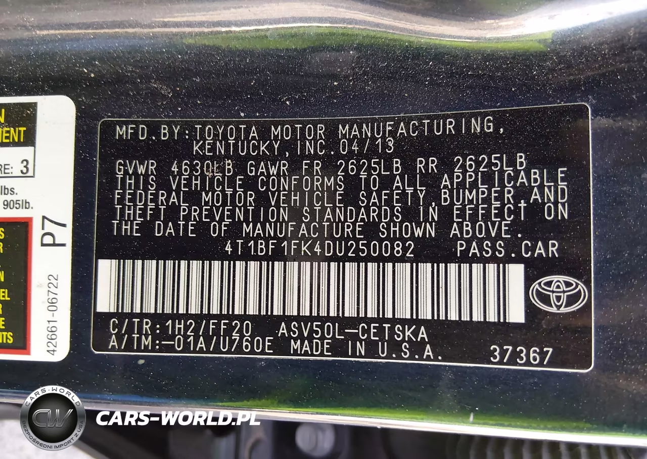 2013 Toyota Camry Se VIN:4T1BF1FK4DU250082 - 9