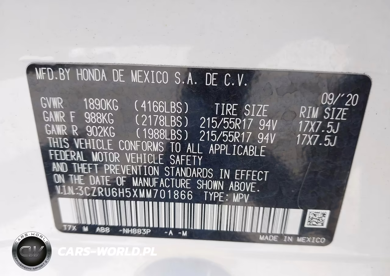 2021 Honda Hr-V Awd Ex VIN:3CZRU6H5XMM701866 - 9