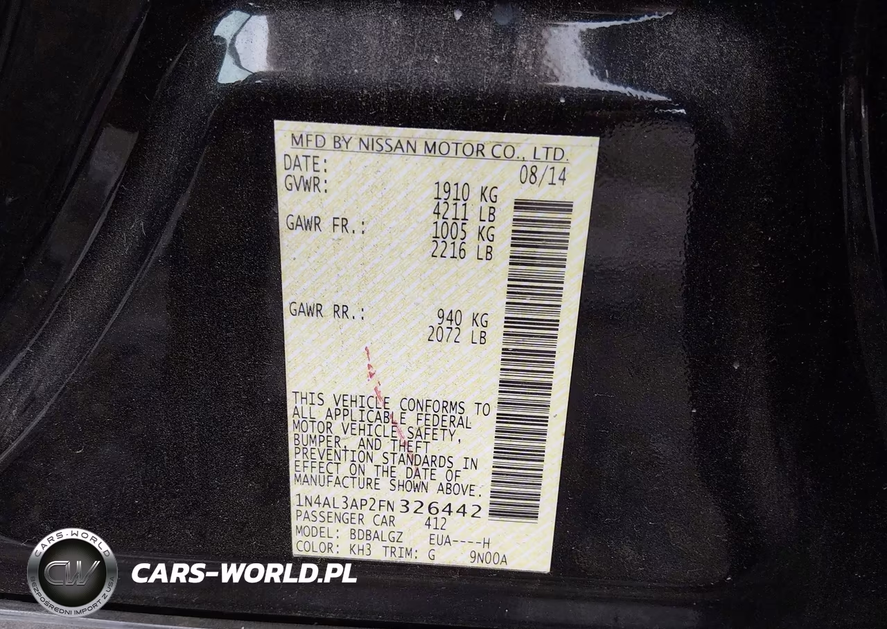 2015 Nissan Altima 2.5 S VIN:1N4AL3AP2FN326442 - 9