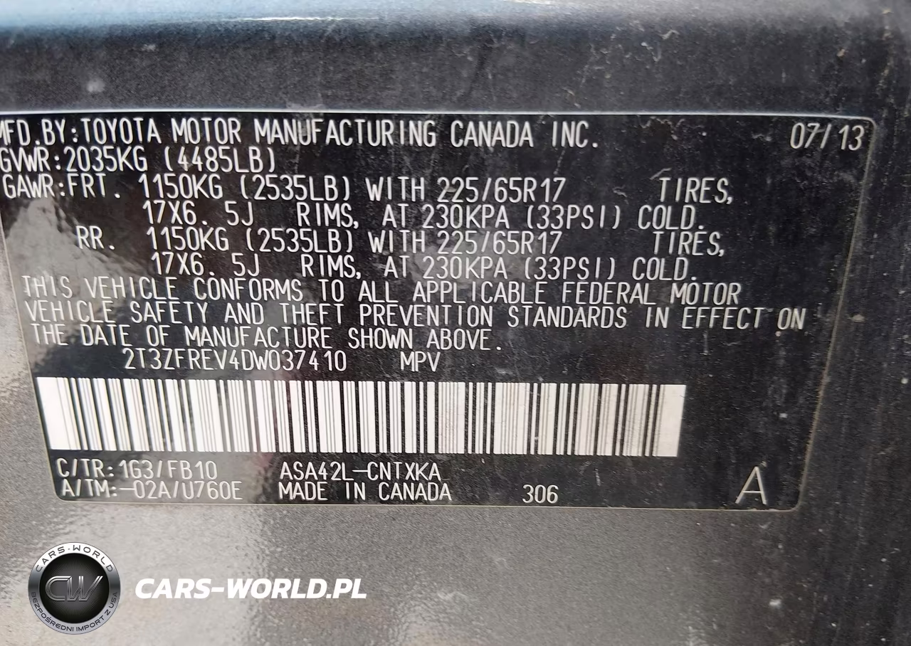 2013 Toyota Rav4 Le VIN:2T3ZFREV4DW037410 - 9