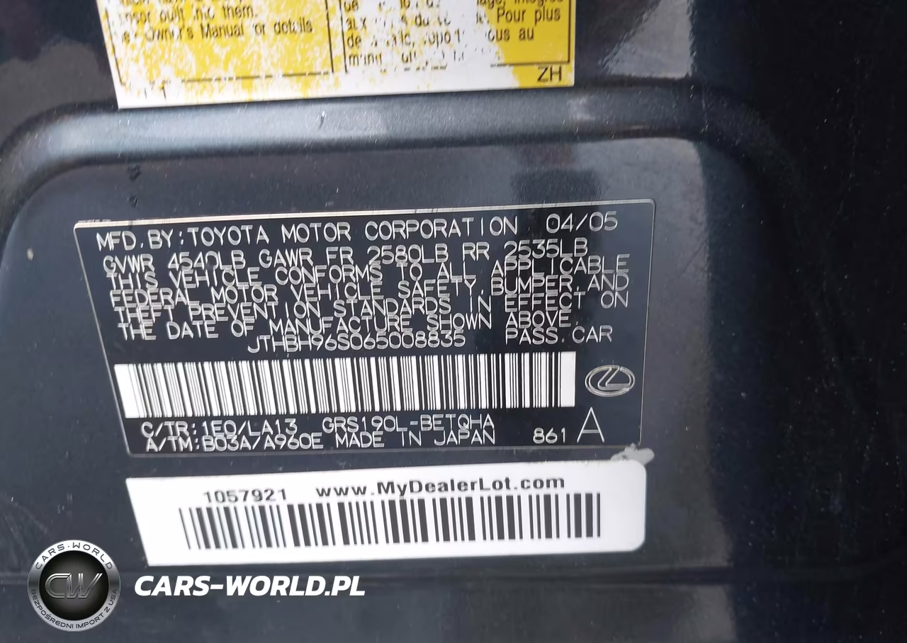 2006 Lexus Gs 300 VIN:JTHBH96S065008835 - 9