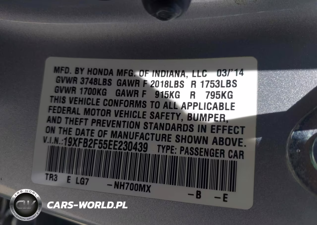 2014 Honda Civic Lx VIN:19XFB2F55EE230439 - 9