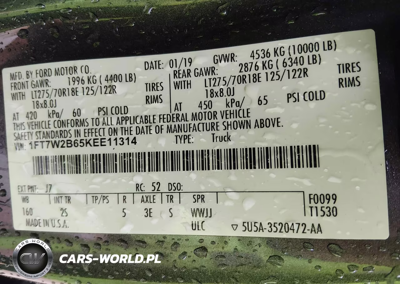 2019 Ford F-250 Xlt VIN:1FT7W2B65KEE11314 - 9