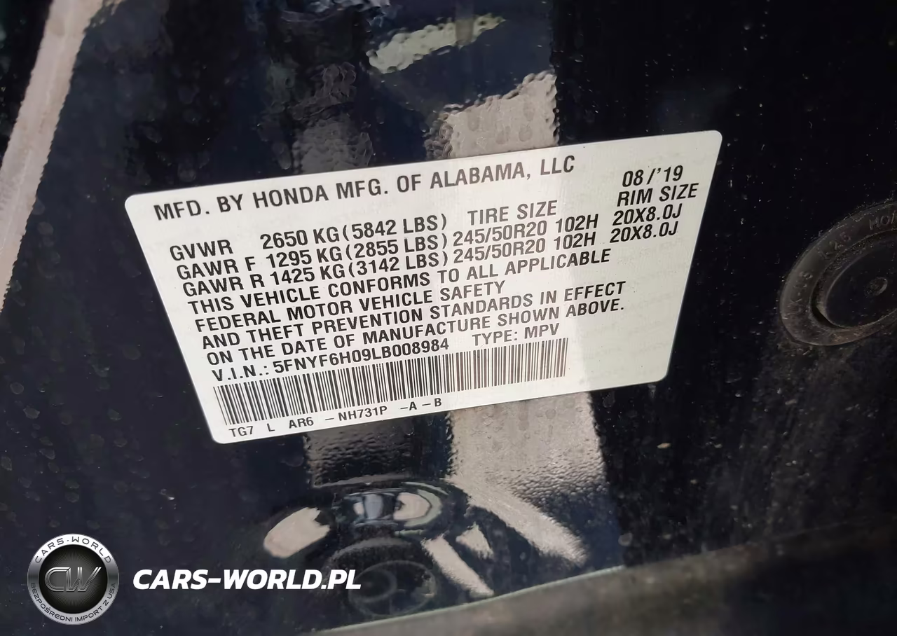 2020 Honda Pilot Awd Elite VIN:5FNYF6H09LB008984 - 9