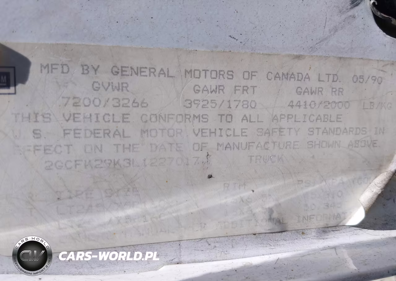 1990 Chevrolet Gmt-400 K2500 VIN:2GCFK29K3L1227017 - 9