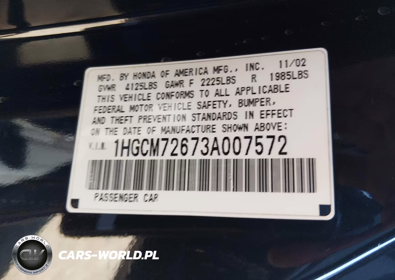 2003 Honda Accord Cpe Ex VIN:1HGCM72673A007572 - 9