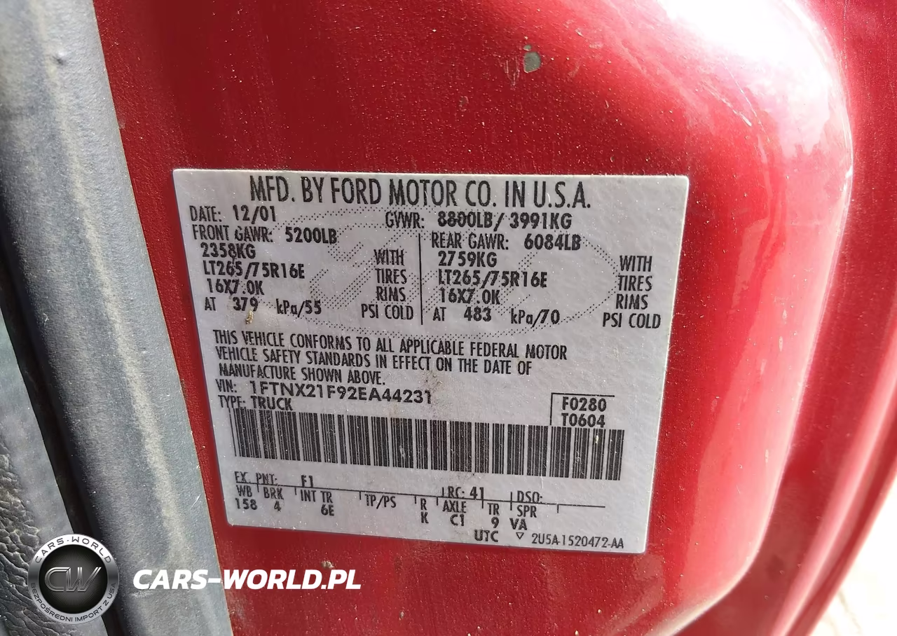 2002 Ford F-250 Lariat-Xl-Xlt VIN:1FTNX21F92EA44231 - 9