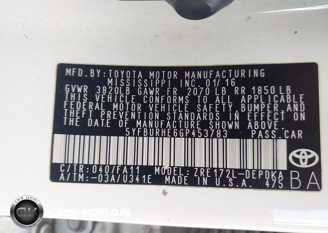 2016 Toyota Corolla L VIN:5YFBURHE6GP453783 - 9