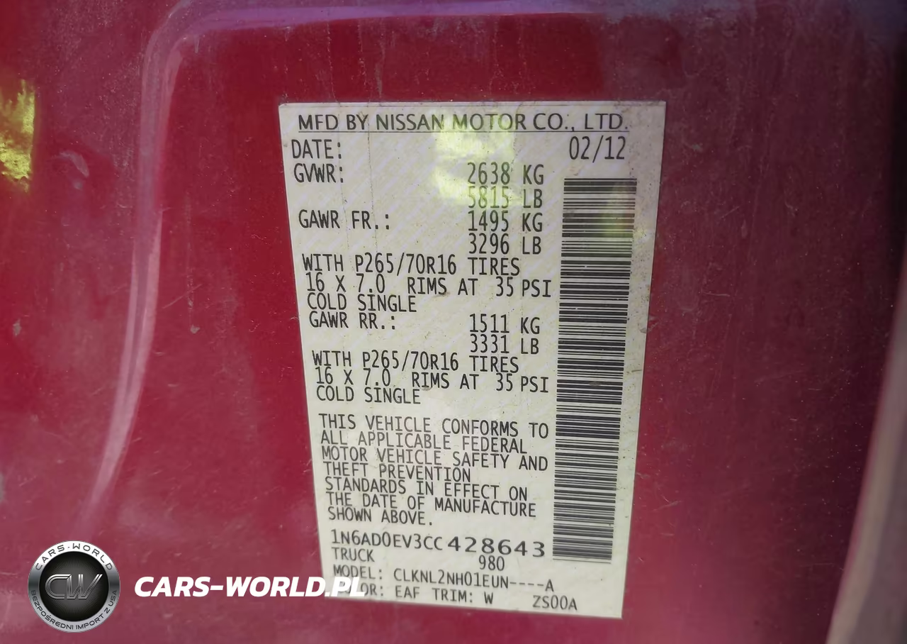 2012 Nissan Frontier Sv VIN:1N6AD0EV3CC428643 - 9