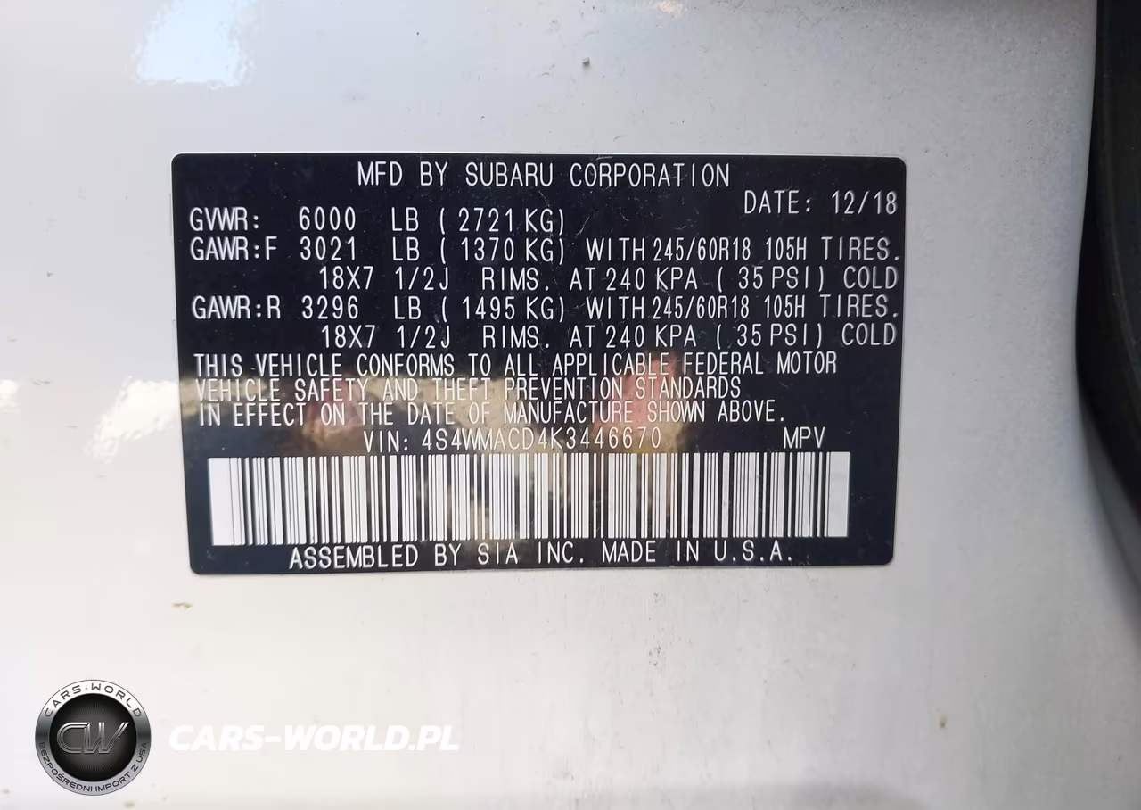 2019 Subaru Ascent Premium VIN:4S4WMACD4K3446670 - 9